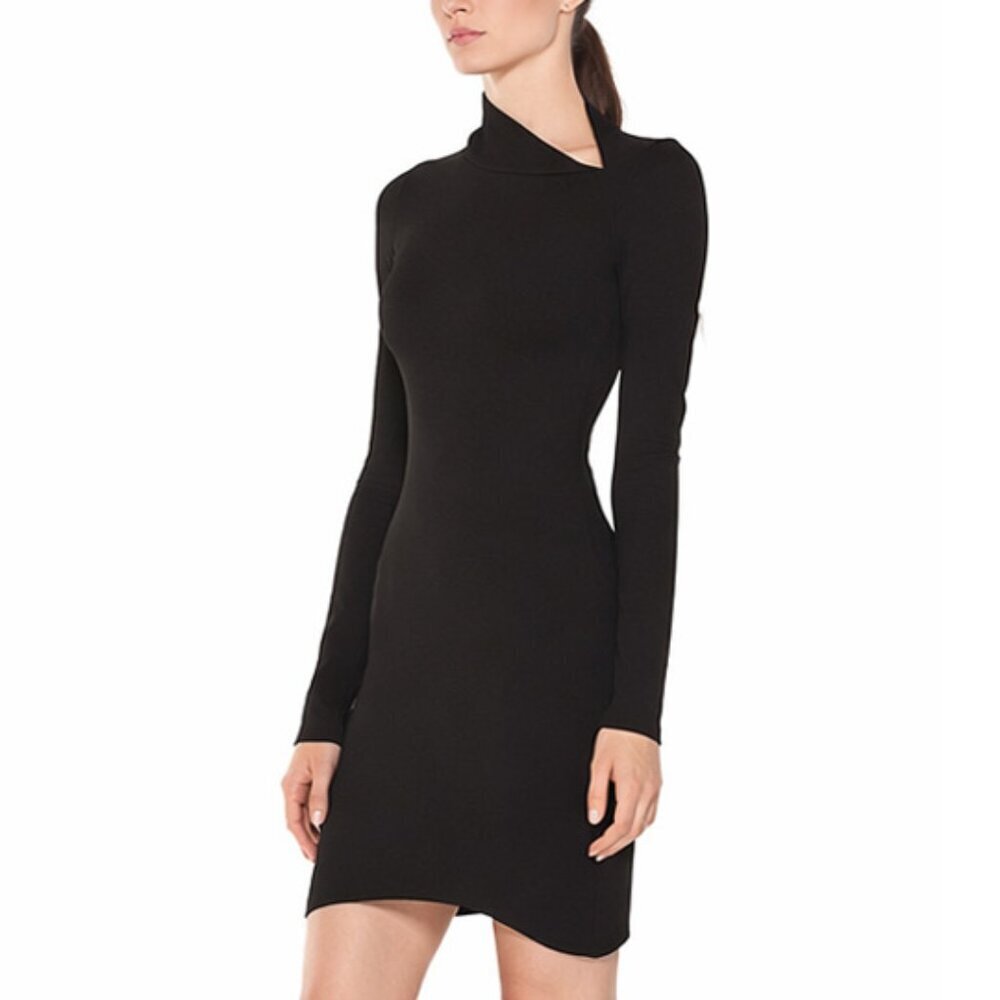 Helmut Lang Black Asymmetrical Neck Bodycon Dress Size 6